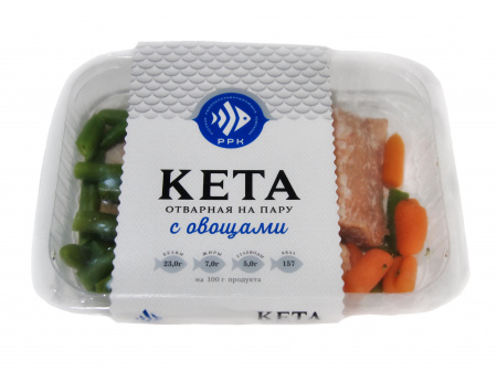 Кета отварная на пару с овощами