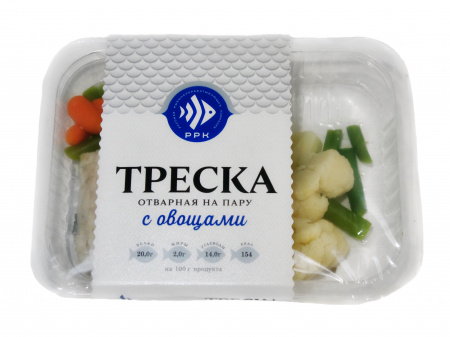 Треска отварная на пару с овощами