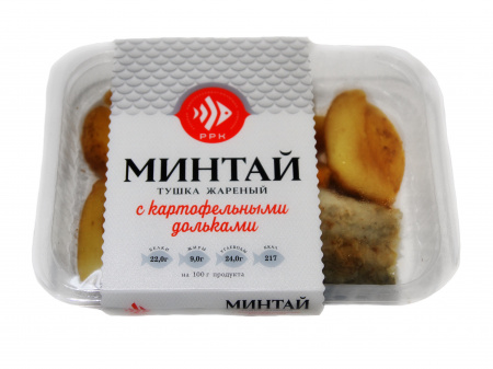 Минтай тушка жареный с картофельными дольками