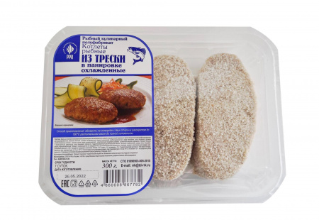 Котлеты из трески в панировке охлажденные