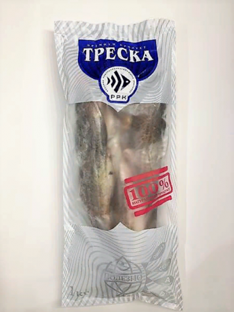 Треска потрошеная без головы мороженая